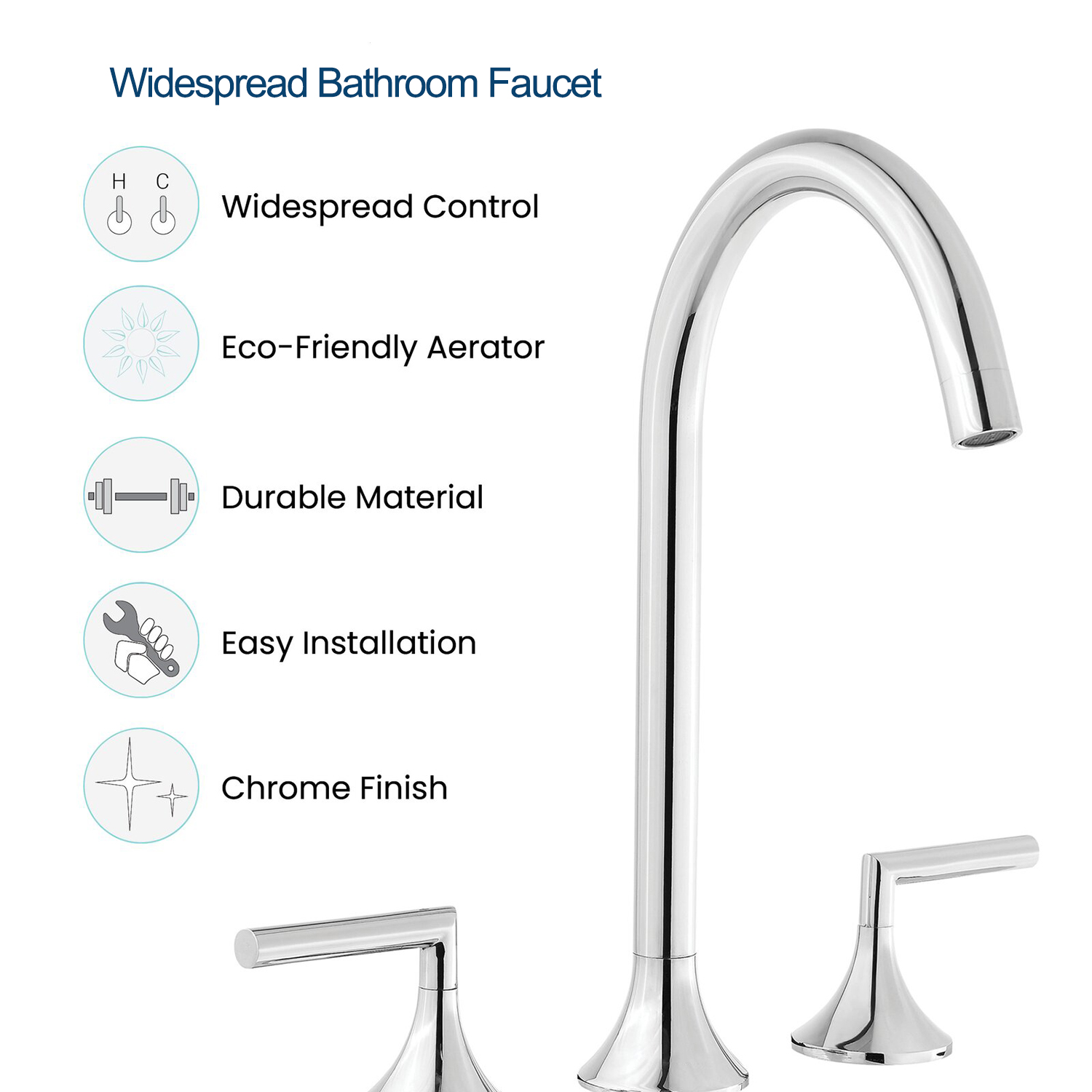 Aquacubic Chrom Kommerzielles Badezimmer Zwei Griffe Weit verbreitete Waschtischmischbatterie für die Waschtischmontage