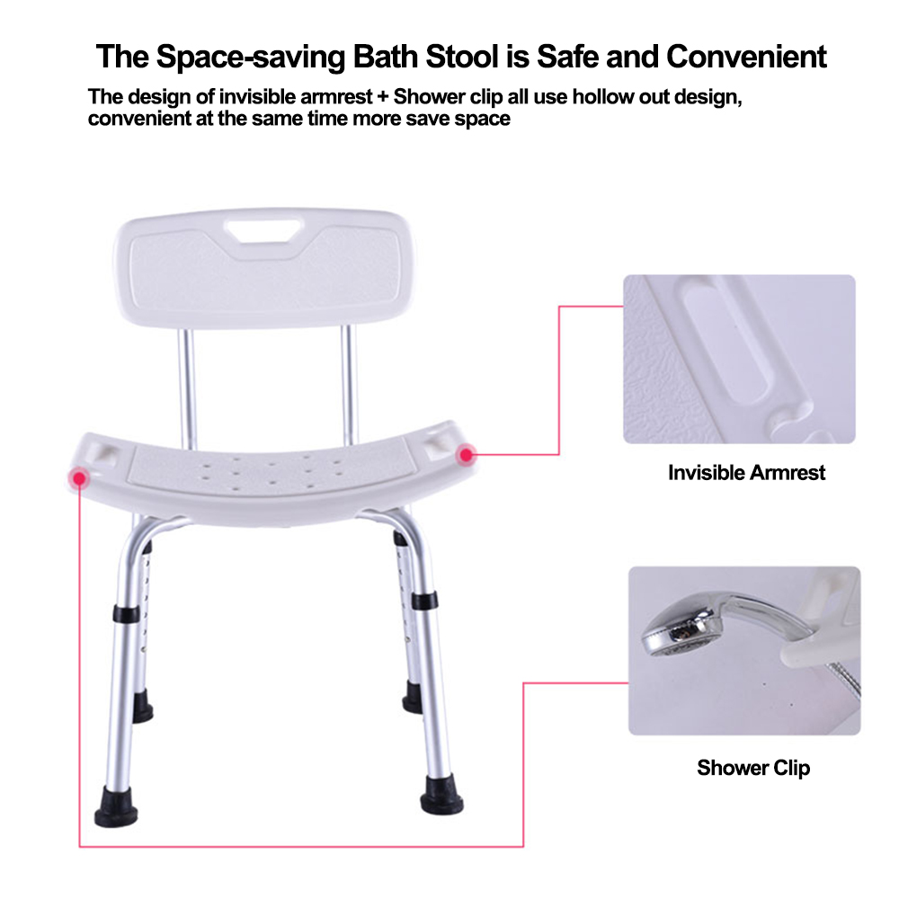 Heiße Verkaufs-Badezimmer-Ausrüstungs-justierbarer runder Aluminiumbadestuhl-Duschhocker mit Halterung für ältere Menschen