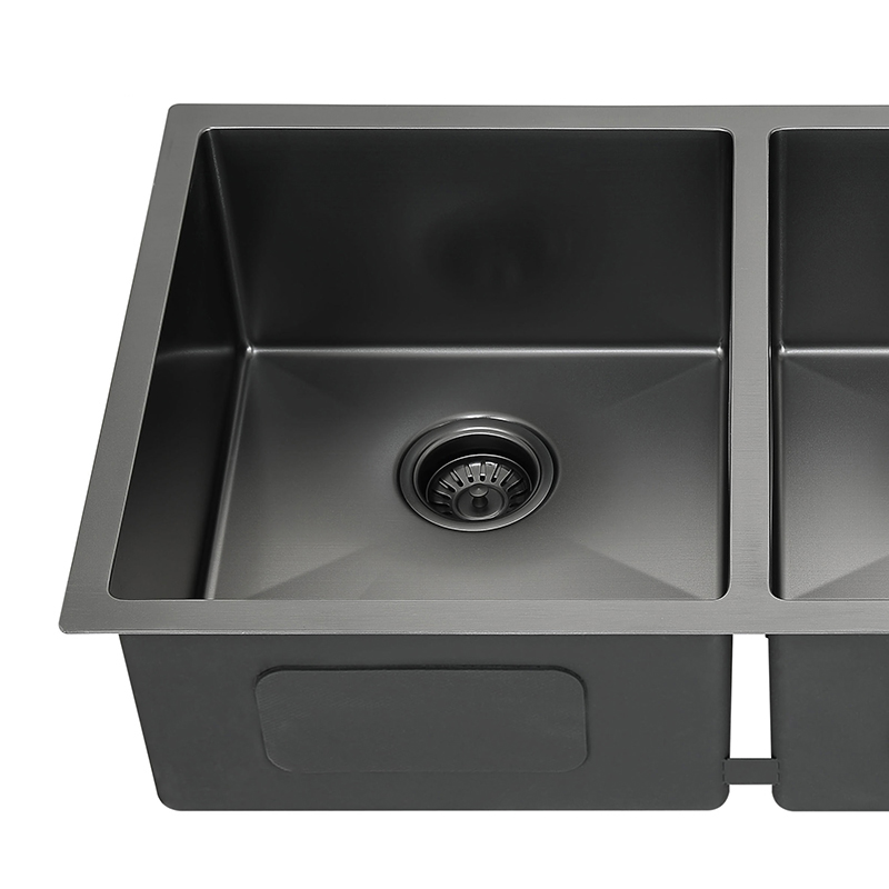 33-Zoll-304-Edelstahl-PVD-Nano-handgefertigte Unterbau-Küchenspüle mit Doppelschüssel