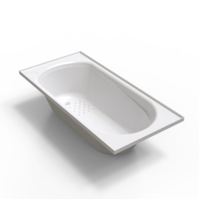 Freistehende Badewanne aus glänzendem weißem Acryl in zeitgenössischem Design AB1657