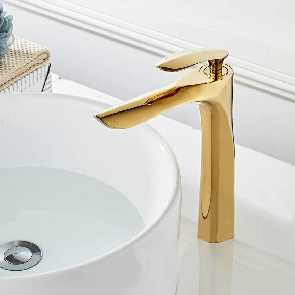 Groß- und Einzelhandel Luxus Elegent Golden Waschbecken Wasserhahn Einhebel-Wasserfall-Waschtisch-Mischbatterien